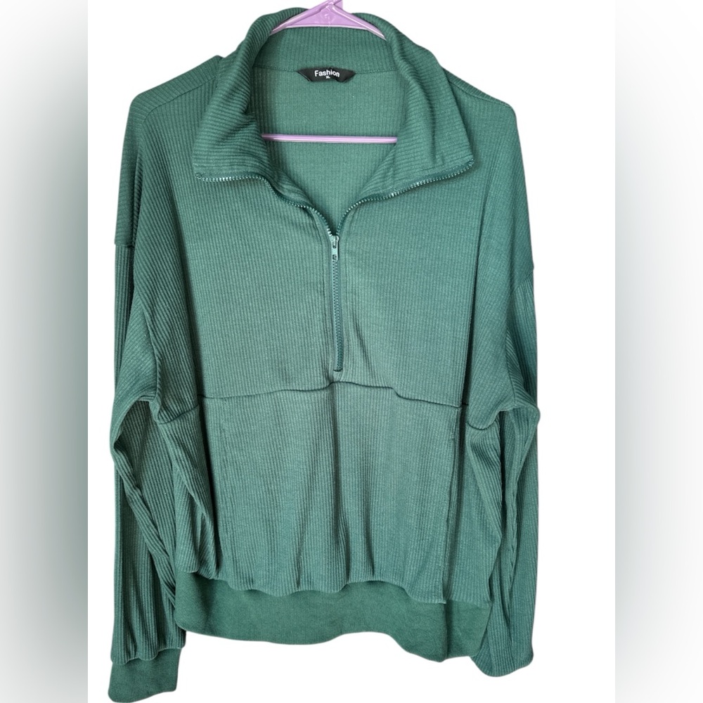 Green Quarter-Zip Pullover